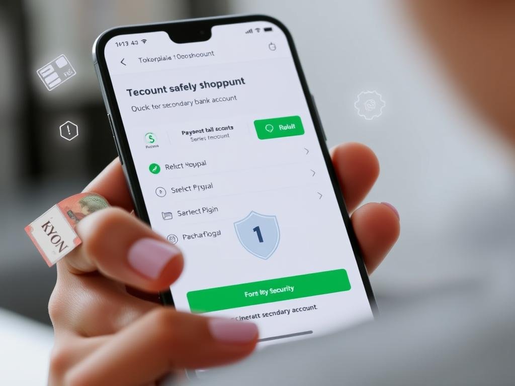 Ilustrasi belanja e-commerce menggunakan akun bank sekunder untuk transaksi online yang aman