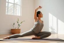 Seseorang melakukan kombinasi workout ringan dan peregangan di ruang terbuka