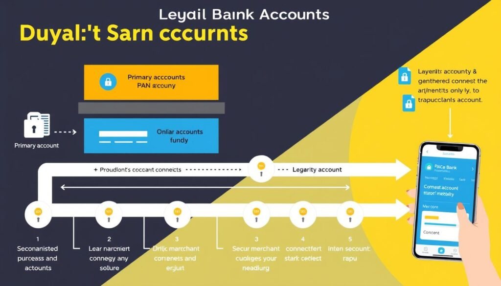 Sistem keamanan berlapis dengan akun bank sekunder untuk transaksi online yang aman